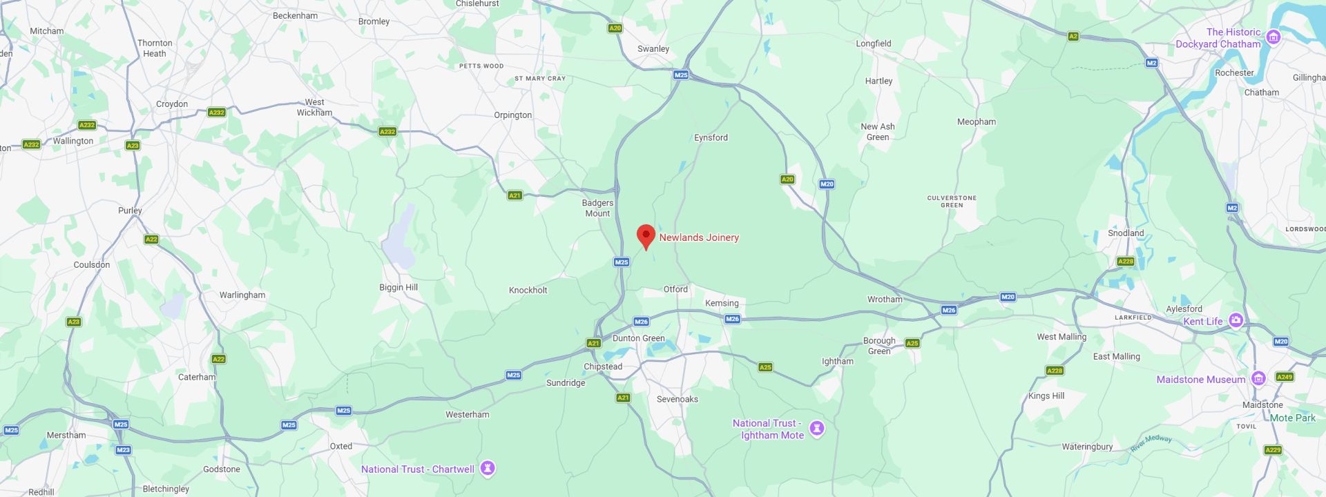 Bespoke, handcrafted joinery in Kent map